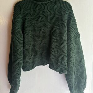 balloon sleeve green sweater